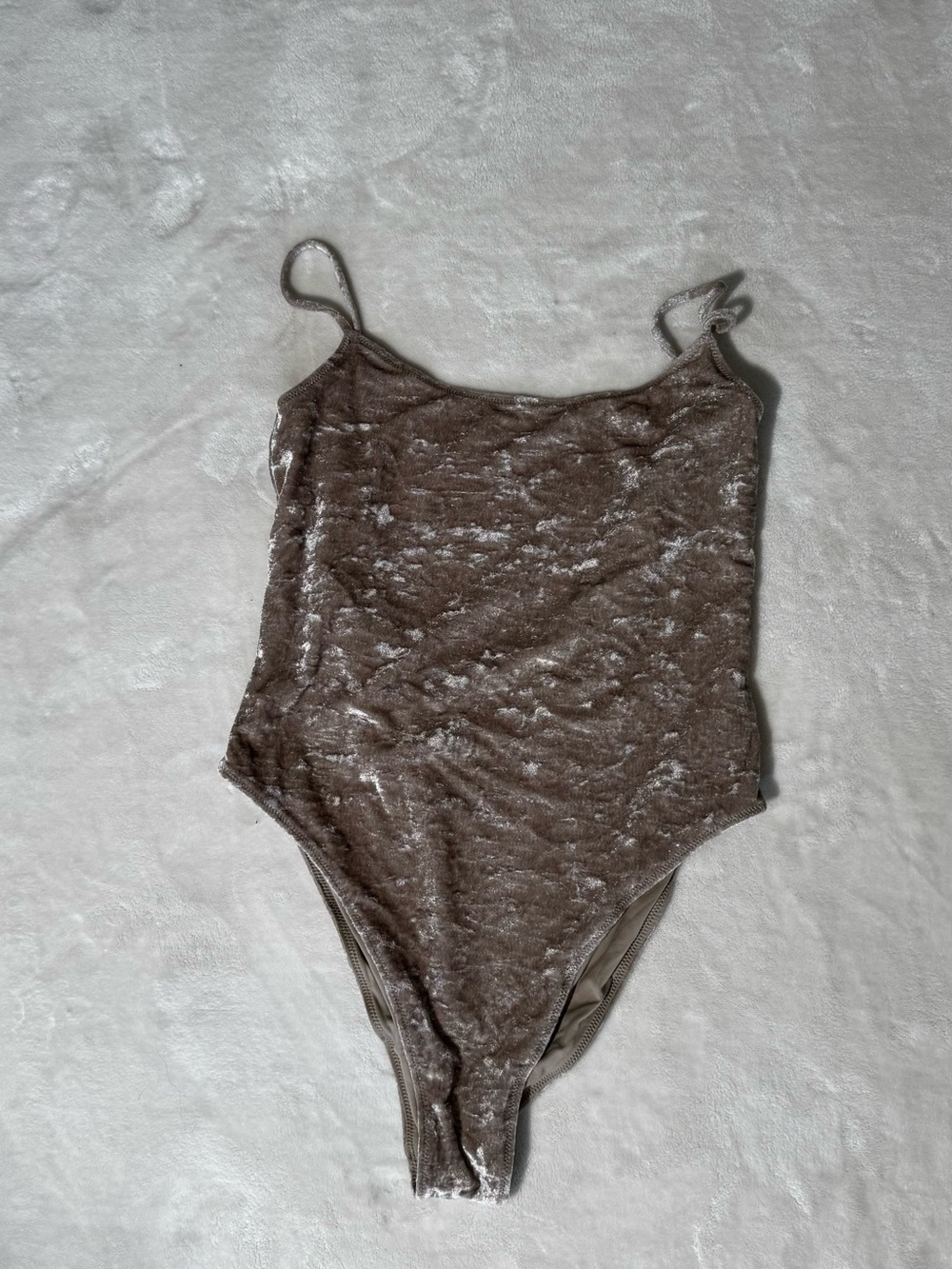 Stone Fox Swim Crushed Velvet One-Piece in Taupe